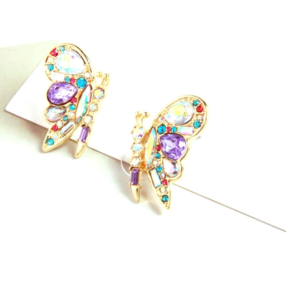 Purple Butterfly Stud Earrings